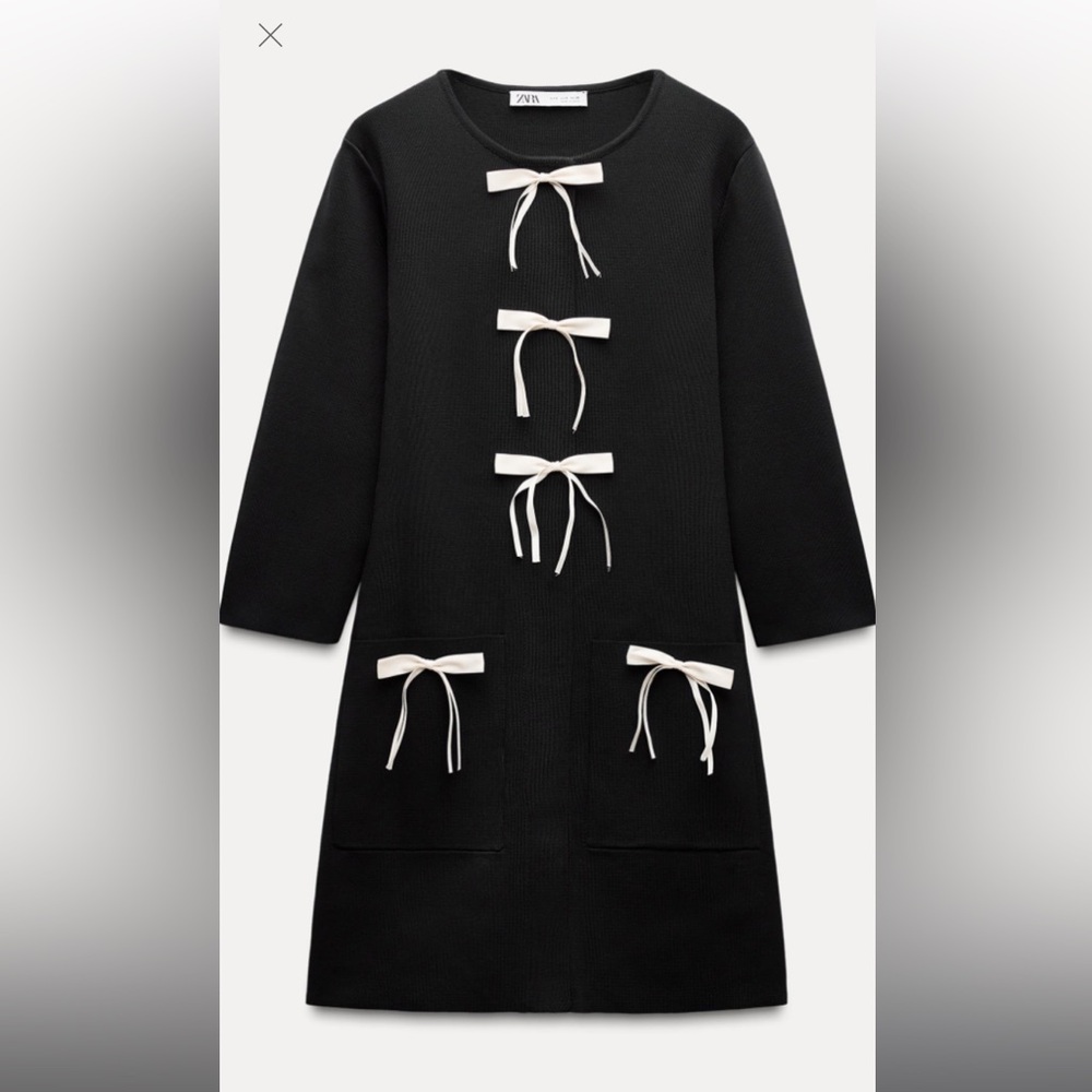 Zara Short Knit Dress With Bows